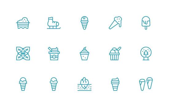 Frozen Icon Set with 15 Regular Line Graphics High-Resolution Icons for Any Platform vector