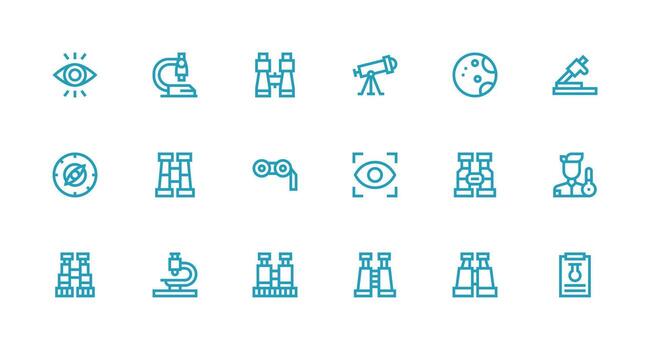 Strong Stroke Line Style Observation Icons with 18 Vectors Customizable Icon Series for Mobile Screens