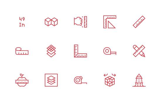15 Regular Line Designs for Dimension Icons All-Purpose Icon Design Pack vector