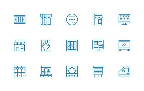 Window Icon Set with 15 Regular Line Graphics UI and UX Focused Icon Collection vector