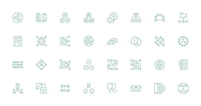 Linked Visual Pack containing 32 Thin Line Icons Multi-Style Icons for Creative Projects vector