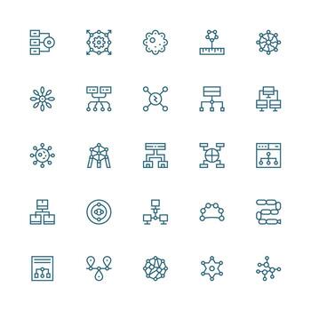 25 íconos para nodos en medio carrera contorno formato web icono colección vector