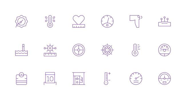 18 Minimal Line Icons for Gauge Graphics Basic Icon Series vector