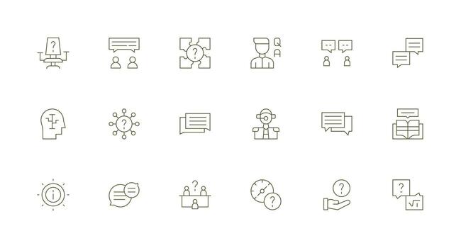 Question Set with 18 Minimal Line Icons Multi-Purpose Icon Set vector