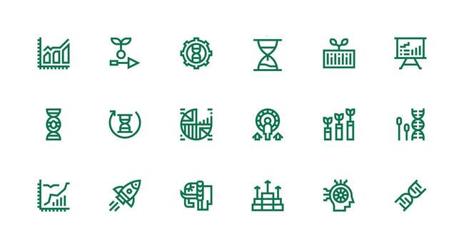 fuerte carrera línea estilo evolución íconos con 18 vectores limpiar icono colección para web utilizar