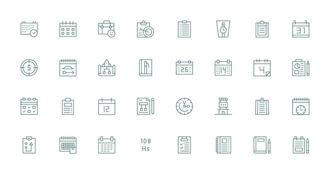 32 Thin Line Style Icons from Planning Collection UI and UX Focused Icon Collection vector