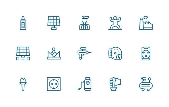 Regular Line Icons from Power Set with 15 Vectors Neat Icon Set