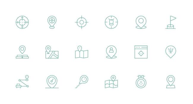 determinar con precisión icono conjunto con 18 mínimo línea gráficos pulcramente diseñado íconos para web plataformas vector