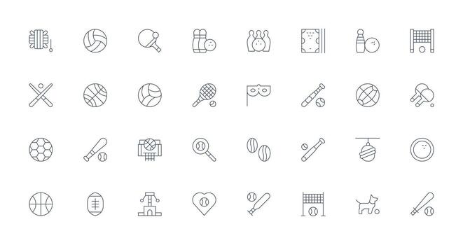 Ball Set with 32 Thin Line Icons Icon Set for Web vector