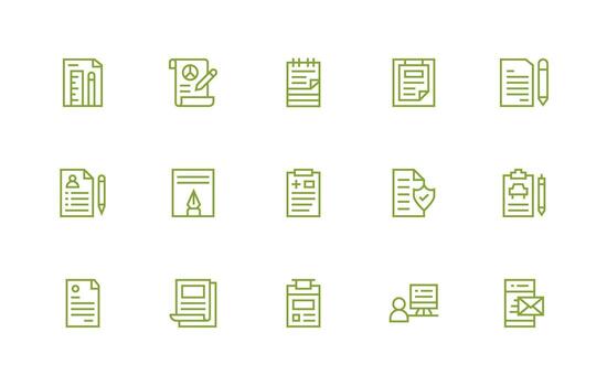 15 íconos para formar en regular línea formato equilibrado icono conjunto para funcional diseño vector