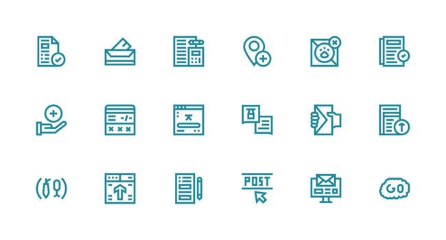 Submit Icon Set with 18 Strong Stroke Line Graphics Dashboard Icon Series vector