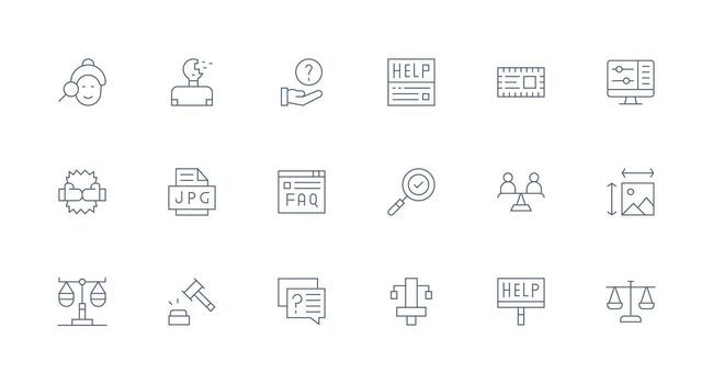Resolution Set with 18 Minimal Line Icons Complete Icon Set for Mobile Apps vector