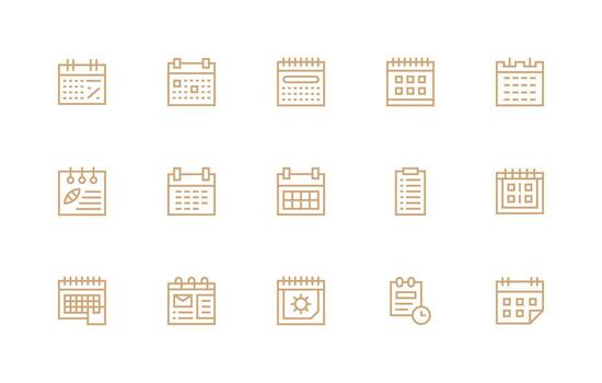 Reminders Icon Set with 15 Regular Line Graphics Outline Icon Pack vector
