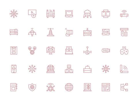 35 Light Line Icons for Internet Graphics Neutral Style Icons for Any Project vector