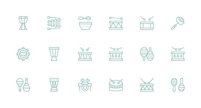Beat Icon Set with 18 Minimal Line Graphics Clear and Concise Icon Set Collection vector