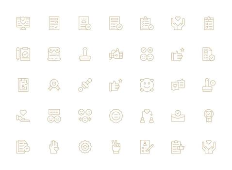 Approval Icon Set with 35 Light Line Graphics Full Icon Library for UI Designers vector