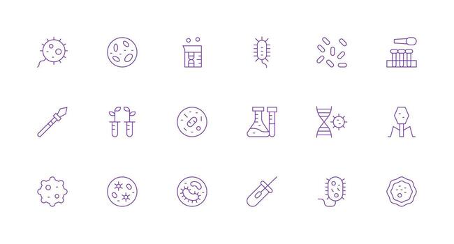 Minimal Line Icons from Microbiology Set with 18 Vectors UI and UX Focused Icon Collection