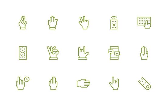 Interact Visual Pack containing 15 Regular Line Icons Full Icon Library for UI Designers vector