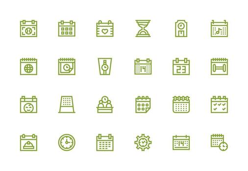 24 Calendar Icons in Thick Line Line Aesthetic Scalable Icons for Cross-Platform Interfaces vector