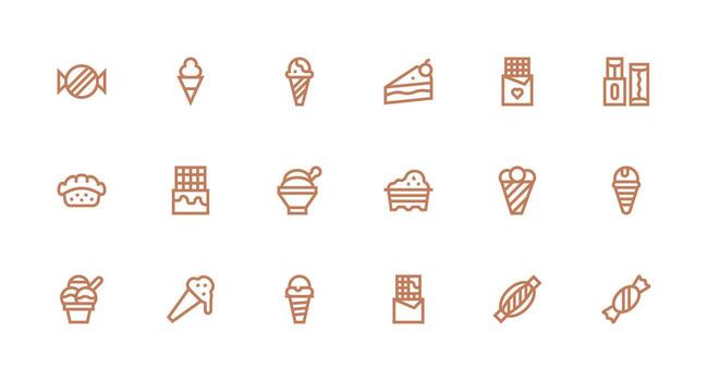 Strong Stroke Line Icons from Chocolate Set with 18 Vectors Multi-Style Icons for Creative Projects