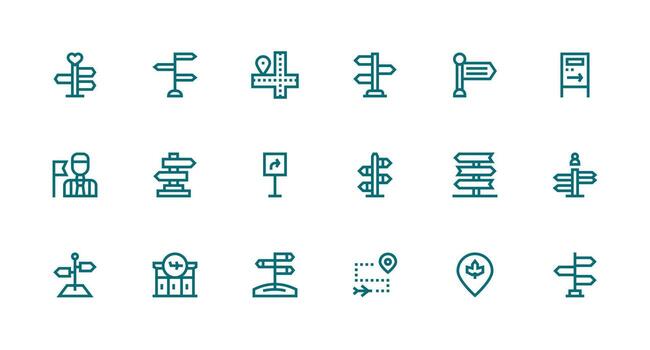 Wayfinding featuring 18 Icons in Strong Stroke Line Design Interface Icon Collection vector