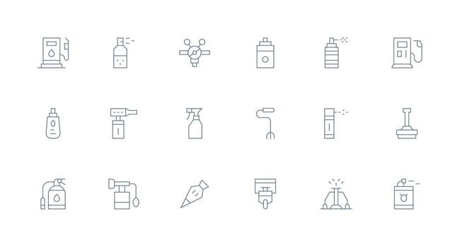 mínimo línea íconos desde boquilla conjunto con 18 vectores diseño icono paquete