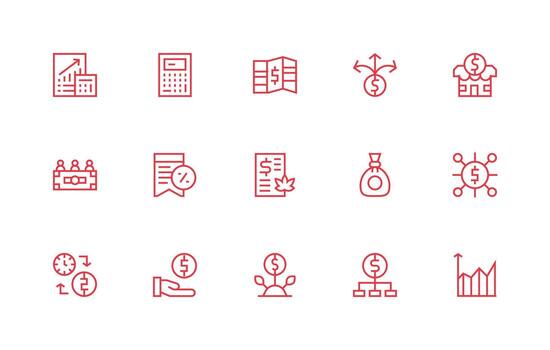 Profit Set with 15 Regular Line Icons All Device Compatible Icon Set vector