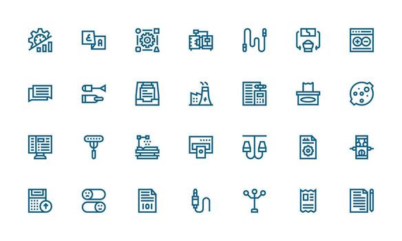 Output Icon Set with 28 Bold Line Graphics Clean Icon Collection for Web Use vector
