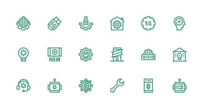 Upgrade Icon Set with 18 Strong Stroke Line Graphics Scalable Icons for All Themes vector