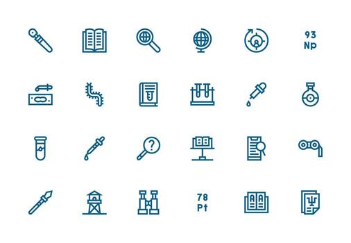 Research featuring 24 Icons in Thick Line Line Design User Interface Icons for Digital Products vector