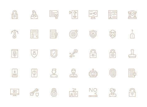 Light Line Style Authentication Icons with 35 Vectors Clean Icon Pack