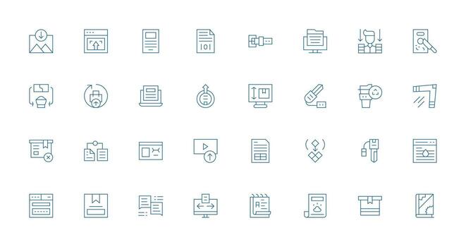 Digital File Icon Set with 32 Thin Line Graphics Essential Icon Set for Teams vector