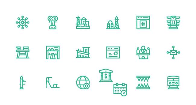 plataforma diseño íconos presentando 18 en fuerte carrera línea estilo sencillo íconos para interfaz y wireframes vector