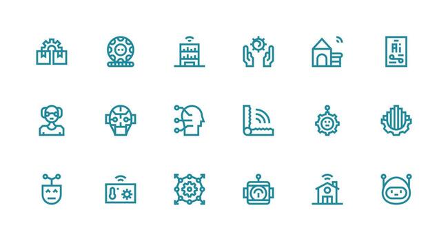 Automation including 18 Strong Stroke Line Illustrations Minimal Icon Set for Interface Projects vector