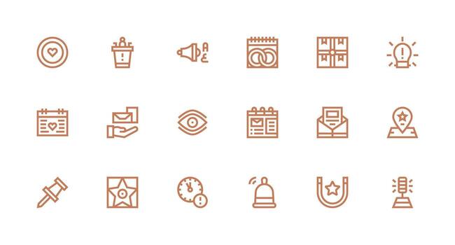 Important Icon Set with 18 Strong Stroke Line Graphics Basic Icon Series vector