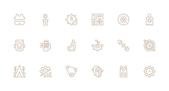 18 Minimal Line Vectors for Gear Theme Complete Icon Bundle for Web Design