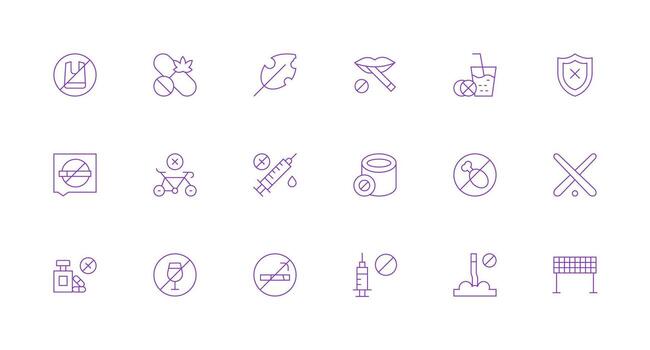 18 Minimal Line Style Icons from Prohibition Collection Web and App Icon Pack Collection vector