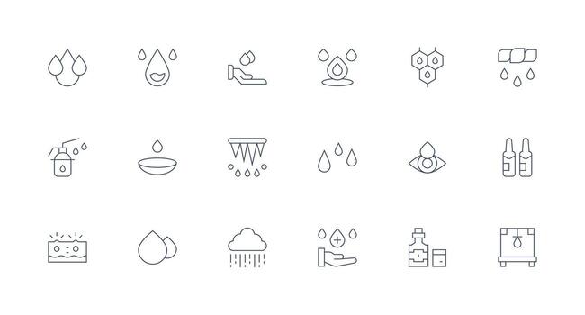 Drops Visual Pack containing 18 Minimal Line Icons Clean Icon Collection for Web Use vector