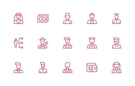 Regular Line Style Accountant Icons with 15 Vectors Balanced Icon Set for Functional Design