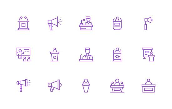 15 Regular Line Vectors for Public Speaking Theme Line Icon Collection