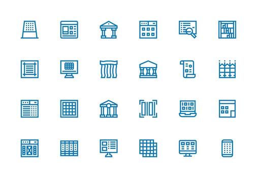 24 íconos para columnas en grueso línea línea formato icono conjunto para web vector