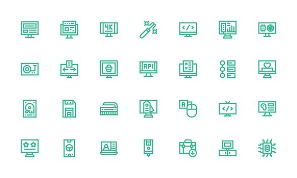 28 negrita línea diseños para computadora íconos bien estructurado íconos para creativo utilizar vector