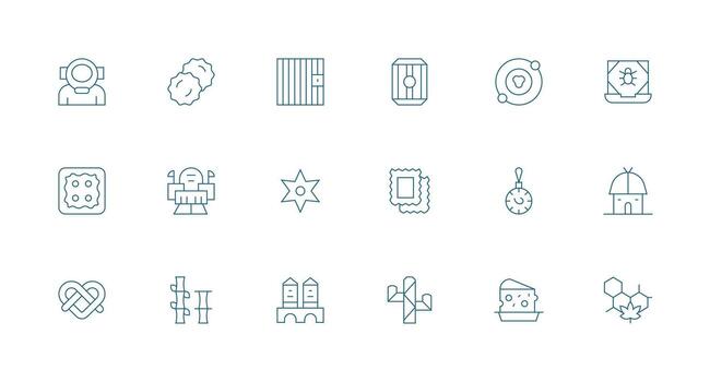 aislado icono conjunto con 18 mínimo línea gráficos flexible icono sistema para web interfaces vector