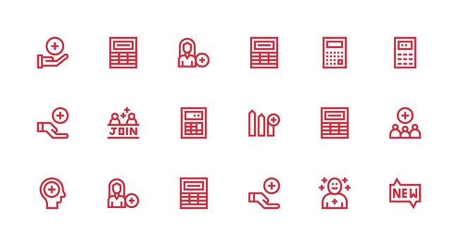 fuerte carrera línea íconos desde adición conjunto con 18 vectores contorno icono paquete