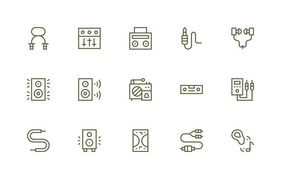 15 Regular Line Style Icons from Stereo Collection Icon Pack for UI vector