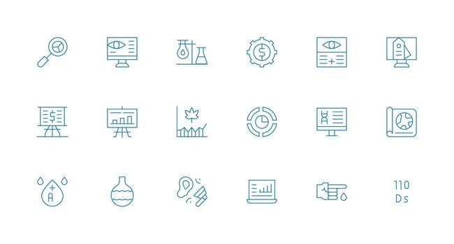 18 mínimo línea diseños para análisis íconos ui y ux enfocado icono colección vector