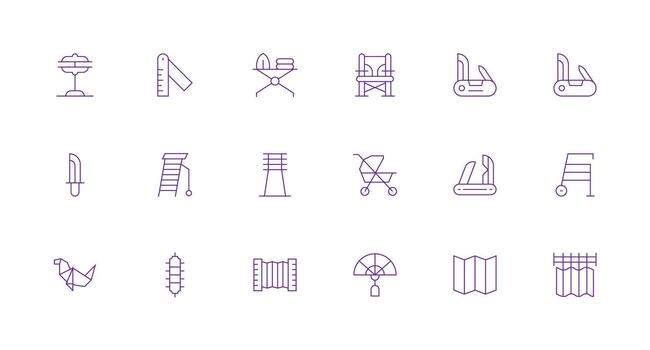 Folding Icon Collection with 18 Minimal Line Designs Theme-Based Icon Pack vector