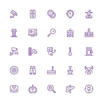 supervisión diseño íconos presentando 25 en medio carrera contorno estilo ligero icono serie vector