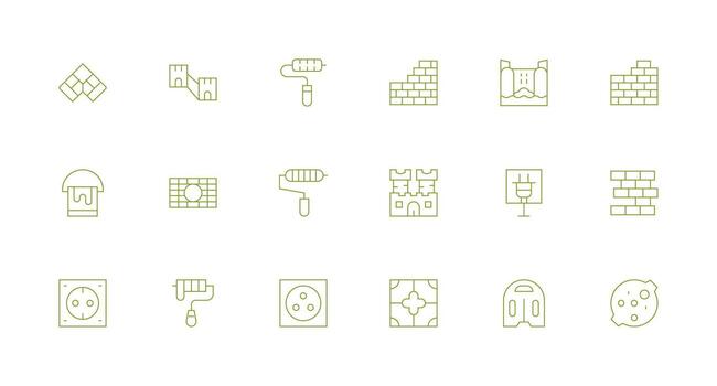 Minimal Line Icons from Wall Set with 18 Vectors Sharp Icons for Presentations
