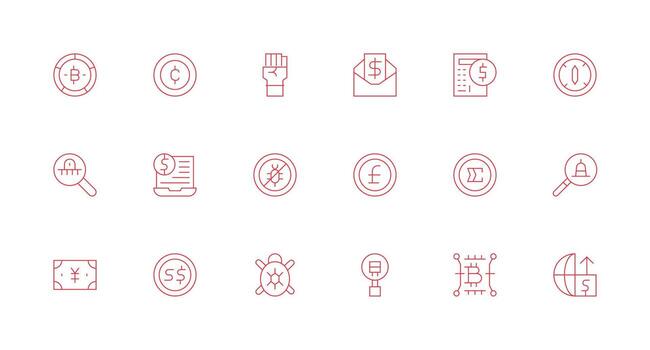 18 Minimal Line Vectors for Digital Currency Theme Web and App Icon Pack Collection